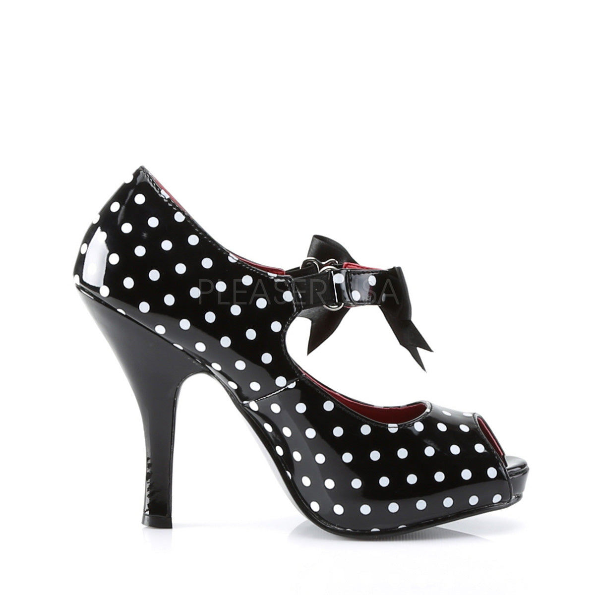 4 1/2 Heel, 3/4 Hidden P/F Open Toe Mary Jane W/ Bow  CUTIE07/BWPT  CUTIEPIE07