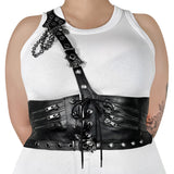 DA-105-LXL Demonia Blk STR Faux Leather alternatief faux lederen taille harnas