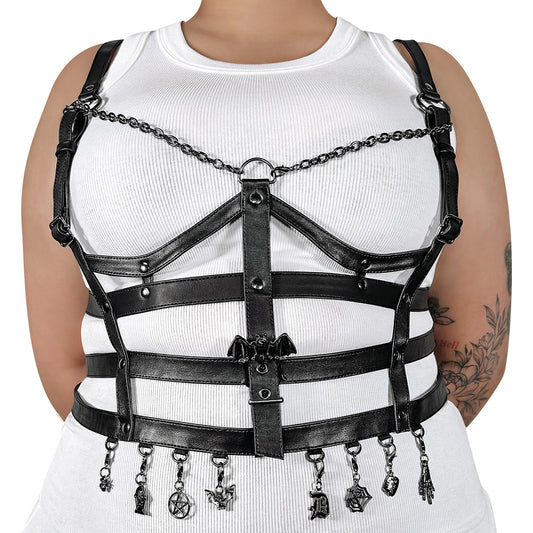 DA-118-LXL Demonia Blk Faux Leather Alternative Faux Leather Cage Body Harness