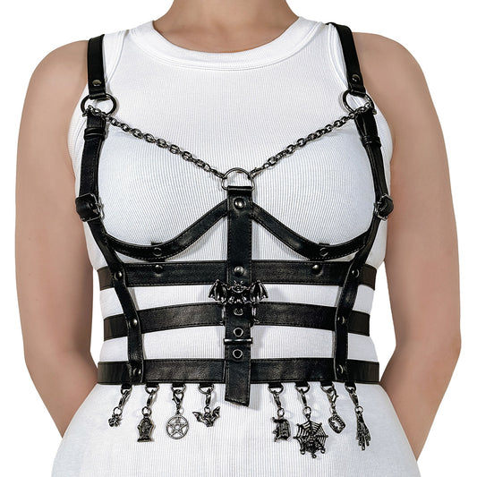 DA-118-SM Demonia Blk Faux Leather Alternative Faux Leather Cage Body Harness