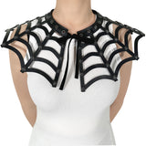 DA-213 Demonia Fashion Alternative Faux Leather Spiderweb cortando cuello