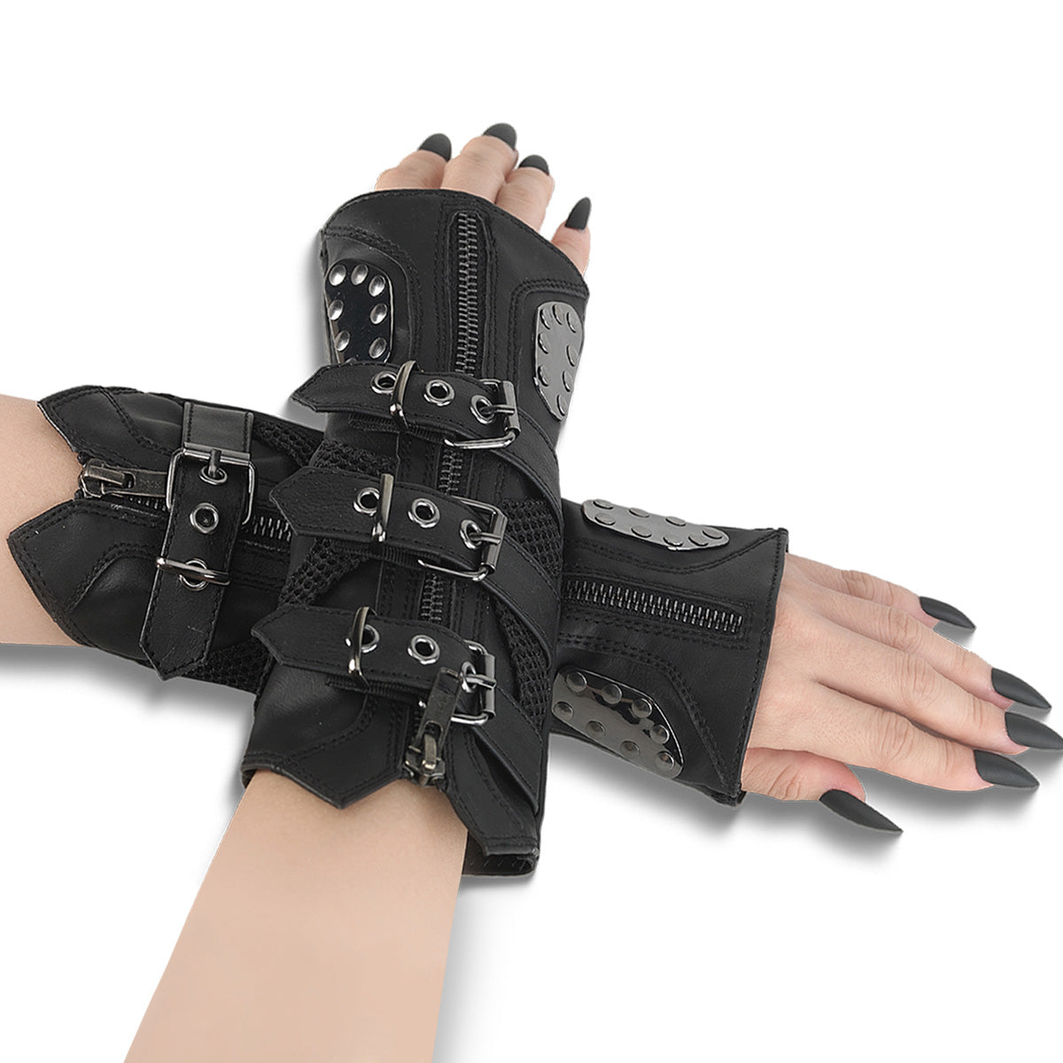 DA-457 Demonia Alternative Fashion Stretch Faux Leather Pull-On Arm Warmers