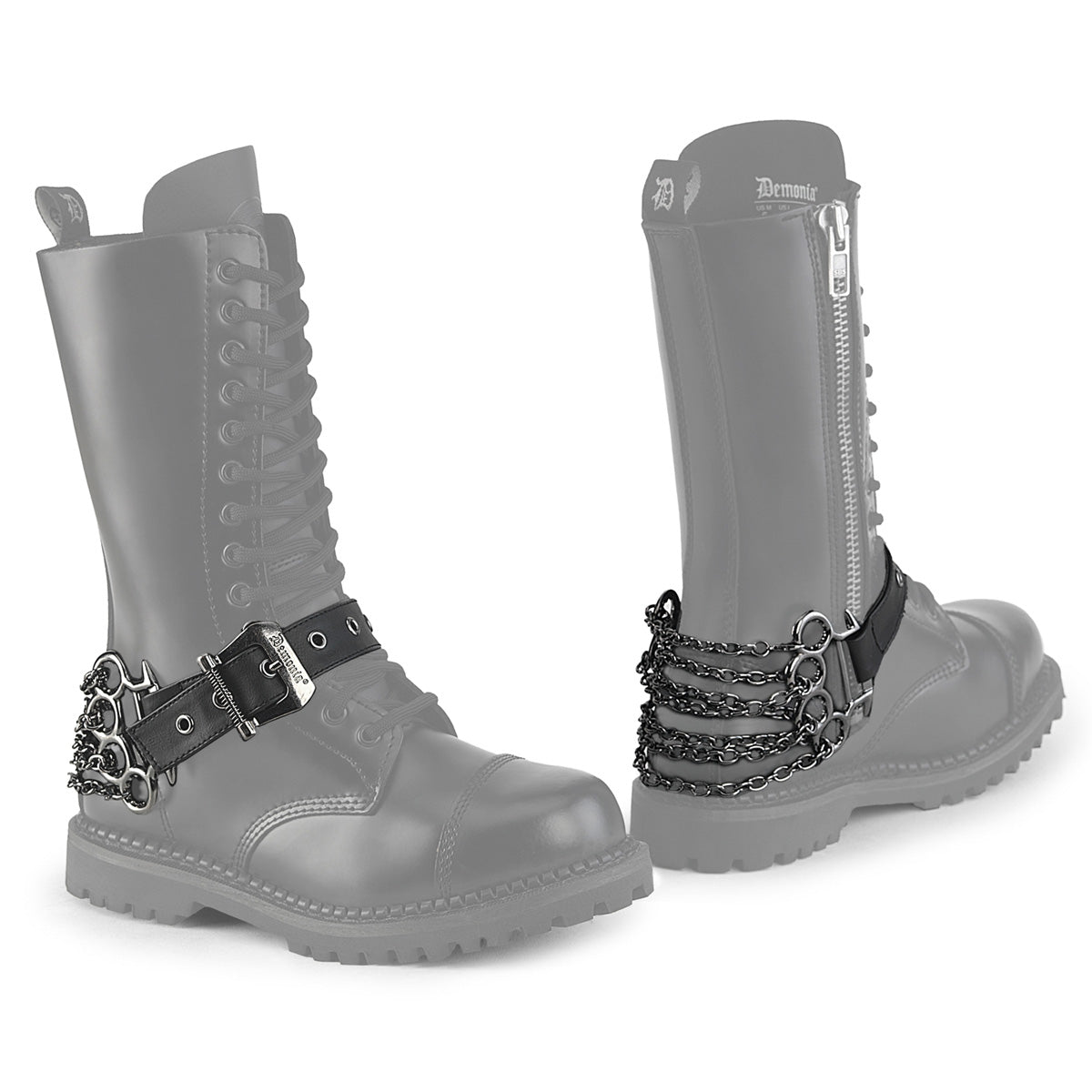 DA-515 Demonia Alternative Fashion Faux Leather Boot Harnesses