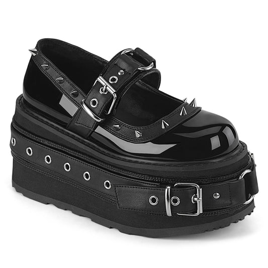 DAMNED-20 Demonia Aternative Footwear Black Platform Buckle Shoes