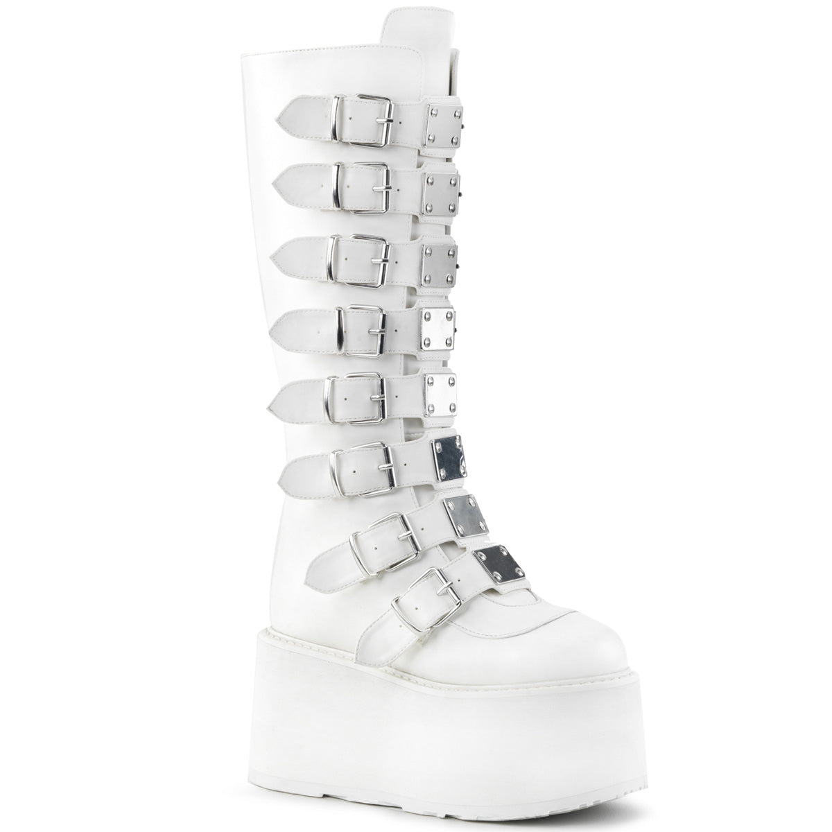 White  Alternative Knee High Boots -  Demonia Cult DAMNED-318