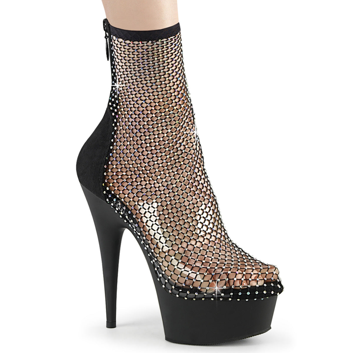 Black 6 Inch Stratement Ankle Boots -  Pleaser DELIGHT-1009
