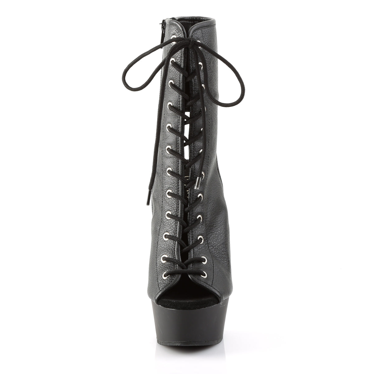 DELIGHT-1016 Pleaser 6 Inch Heel Black Pole Dancer Platform Ankle Boots
