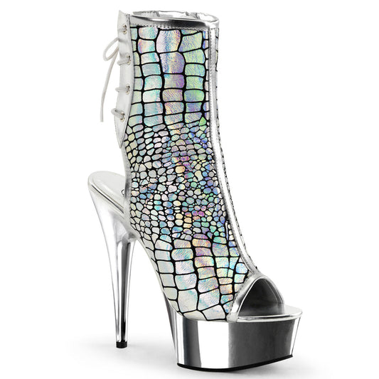 DELIGHT-1018HG 6" Heel Silver Hologram Pole Dancer Platform Shoes