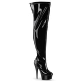 Black Patent 6 Inch Exotic Dance Thigh Boots -  Pleaser DELIGHT-3000WCF