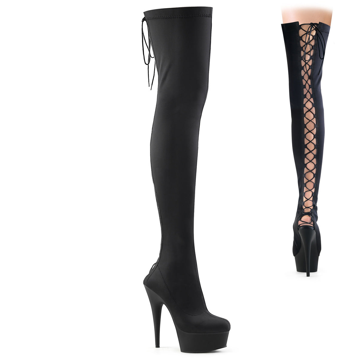 Black 6 Inch Glamour Models Thigh High -  Pleaser DELIGHT-3003