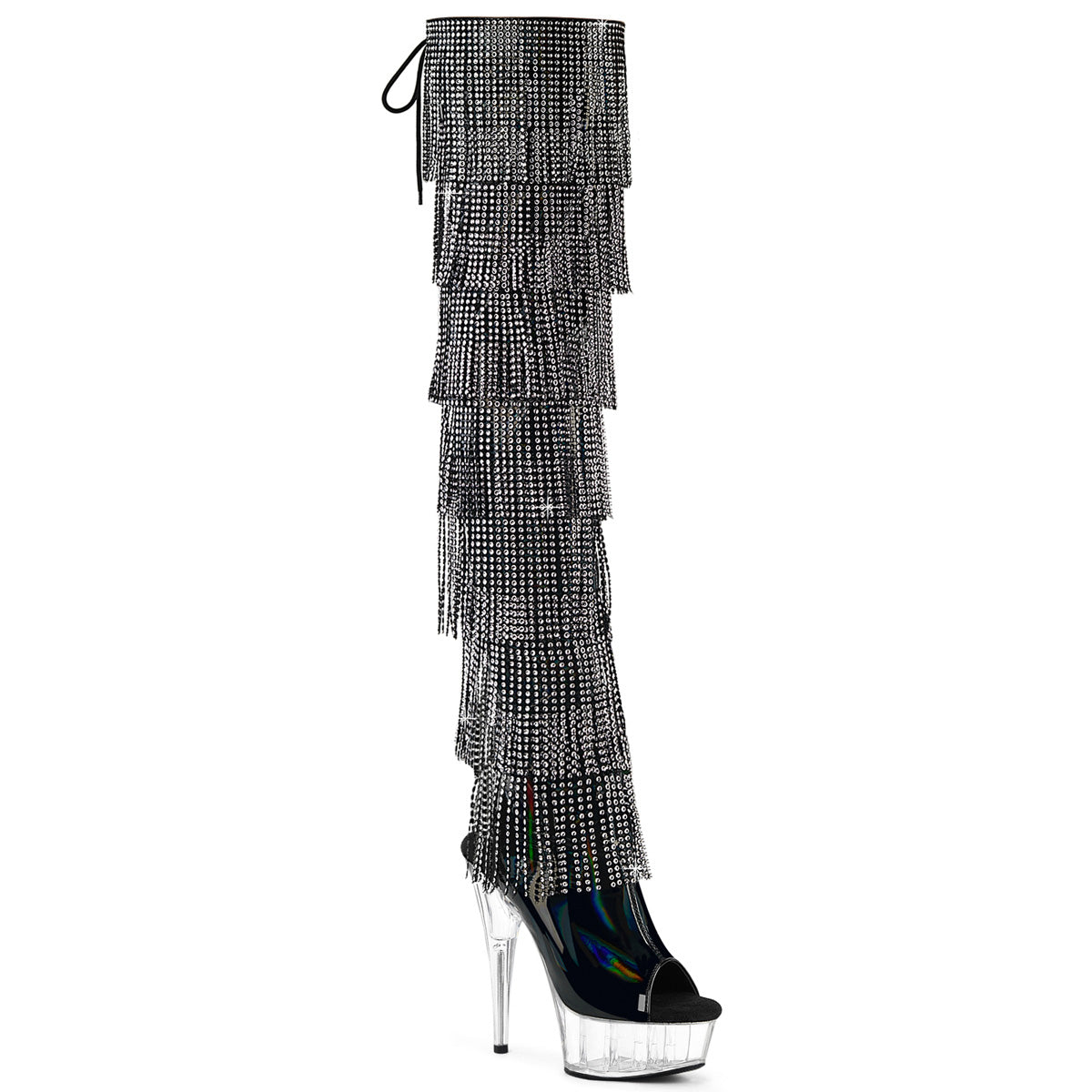Black 6 Inch Pole Dance Thigh High Boots -  Pleaser DELIGHT-3017HG-RSF