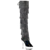 Black 6 Inch Pole Dance Thigh High Boots -  Pleaser DELIGHT-3017HG-RSF