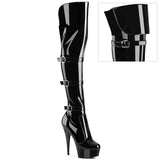 Black Patent 6 Inch Strippers Thigh High Boots -  Pleaser DELIGHT-3018
