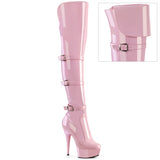 Baby Pink 6 Inch Glamour Models Thigh High Boots -  Pleaser DELIGHT-3018