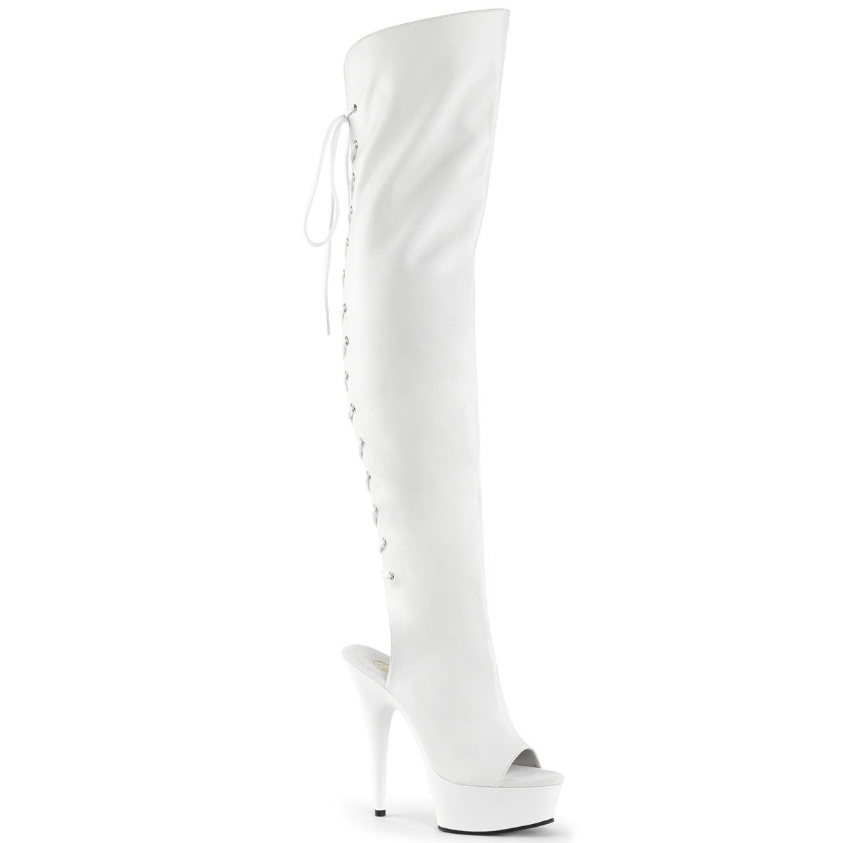 White 6 Inch High Fashiom Thigh High Boots -  Pleaser DELIGHT-3019