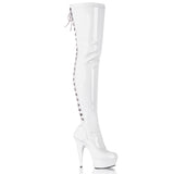 White 6 Inch Strippers Thigh High Boots -  Pleaser DELIGHT-3063