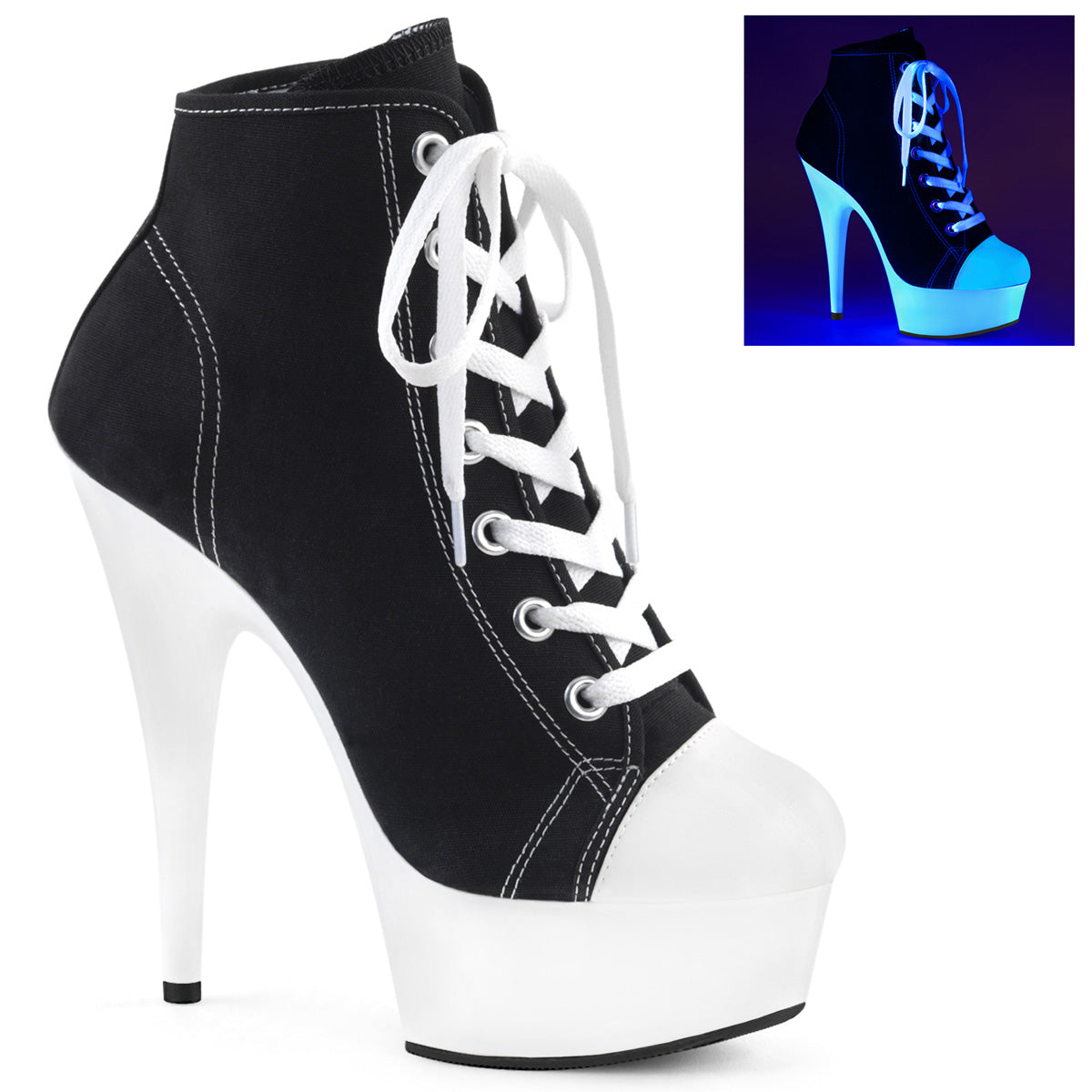 Black 6 Inch Exotic Dancers Platform Shoes -  Pleaser DELIGHT-600SK-02
