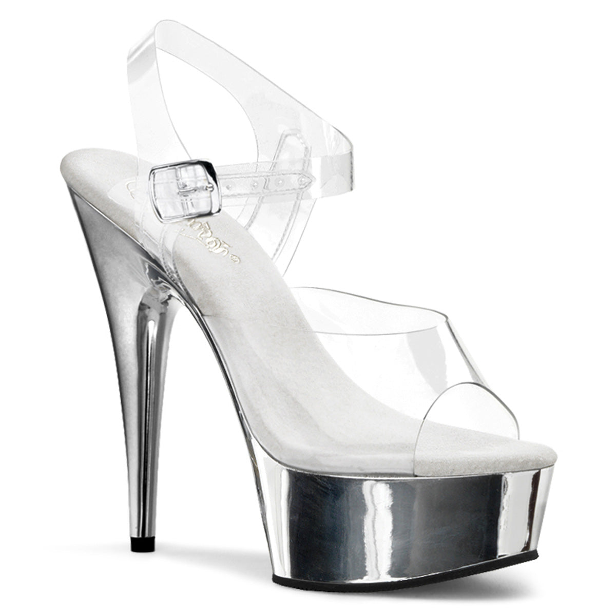 Silver Chrome 6 Inch Pole Dancer Platform Shoes -  Pleaser DELIGHT-608