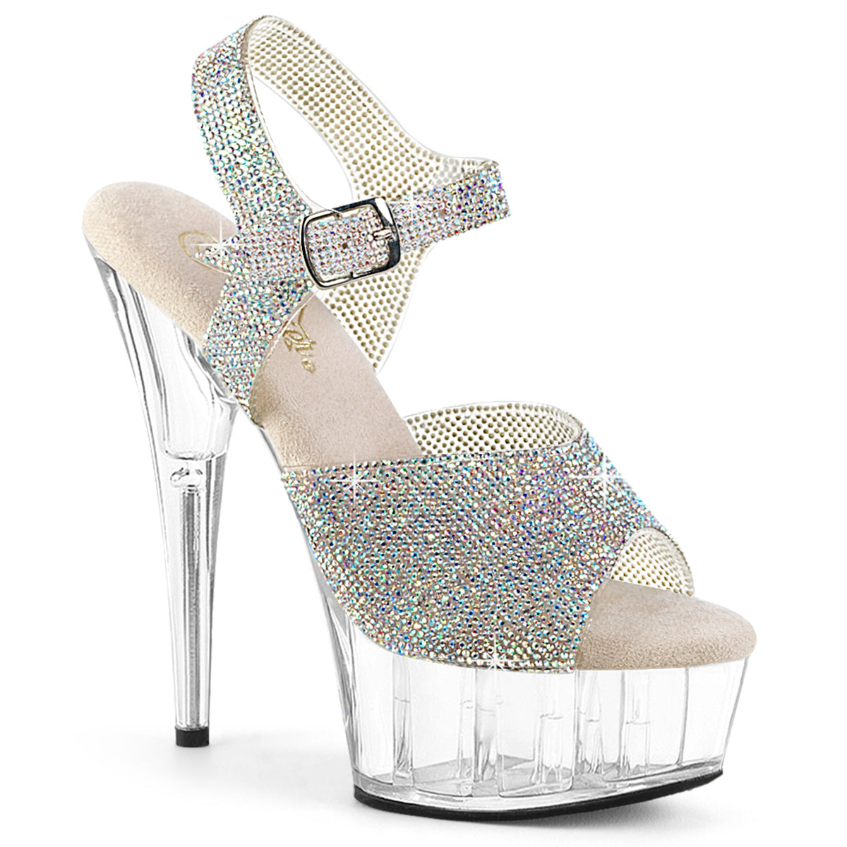 DELIGHT-608N-RS Pleaser Silver Bling Stripper Platform Shoes