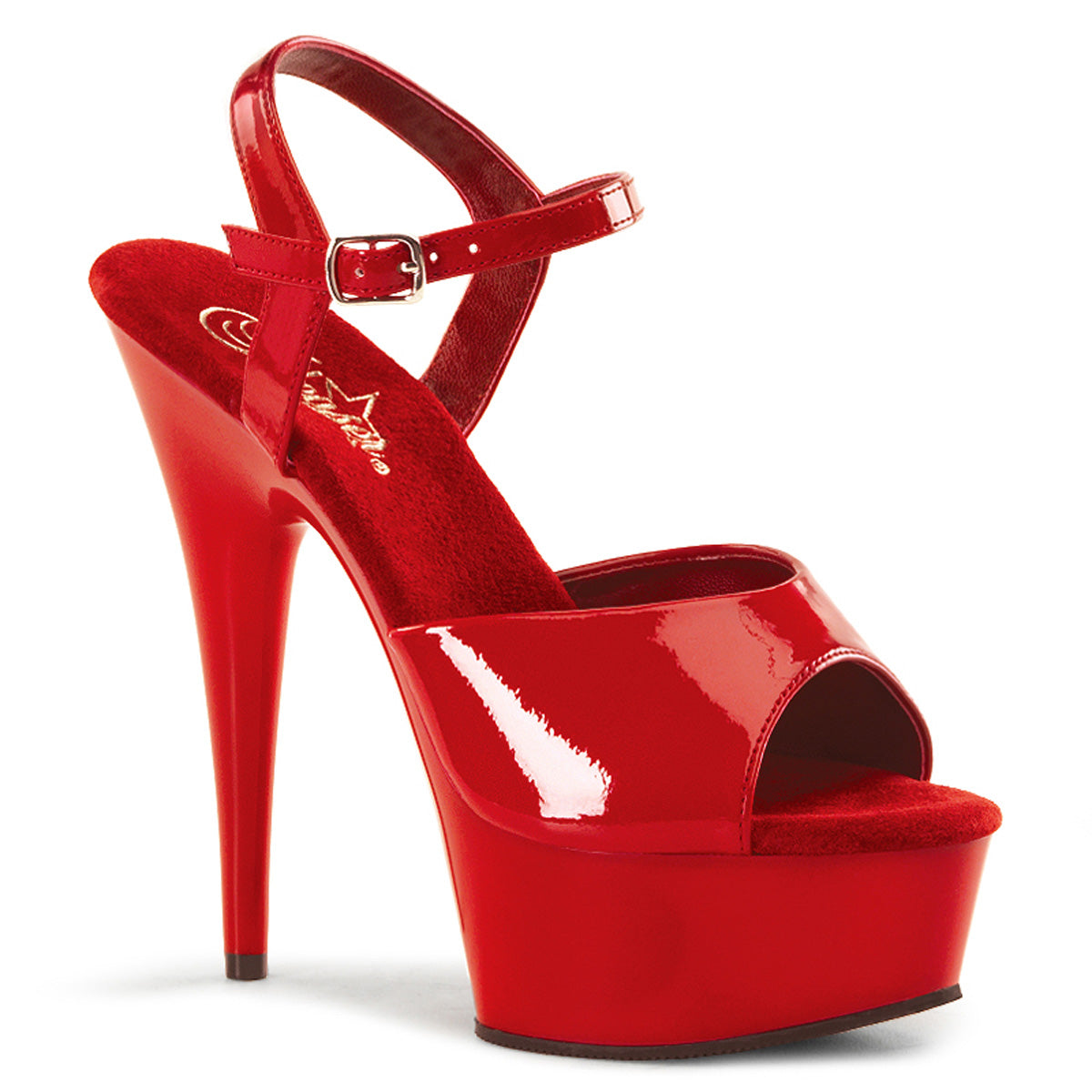 Red 6 Inch Pole Dance Platform Shoes -  Pleaser DELIGHT-609