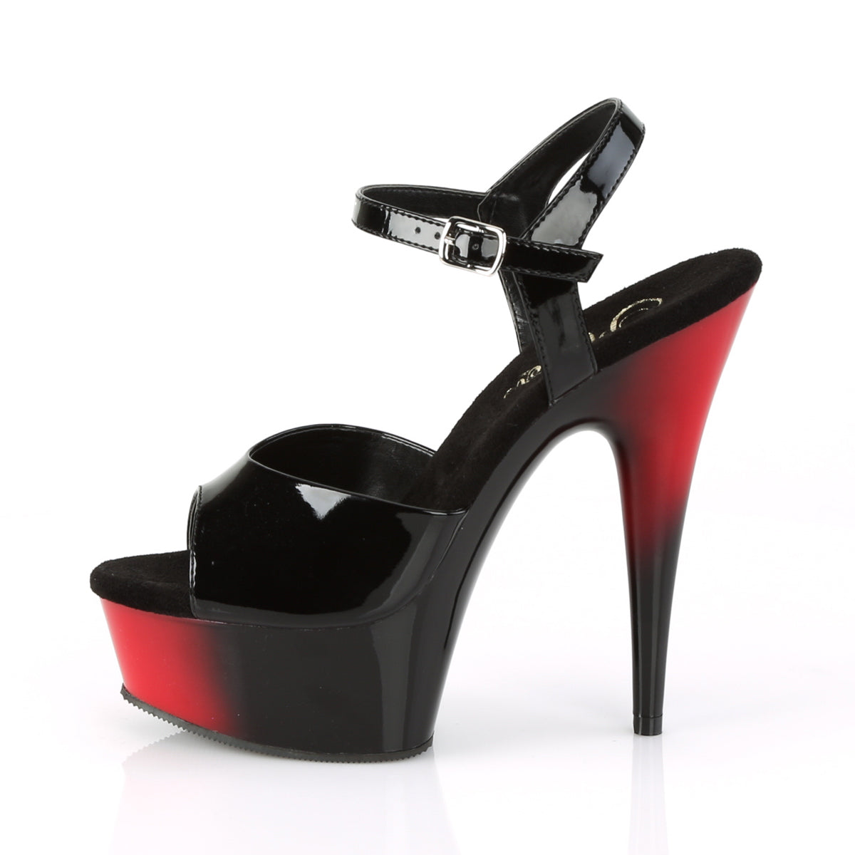 DELIGHT-609BR 6" Heel Black and Red  Stripper Platforms High Heels