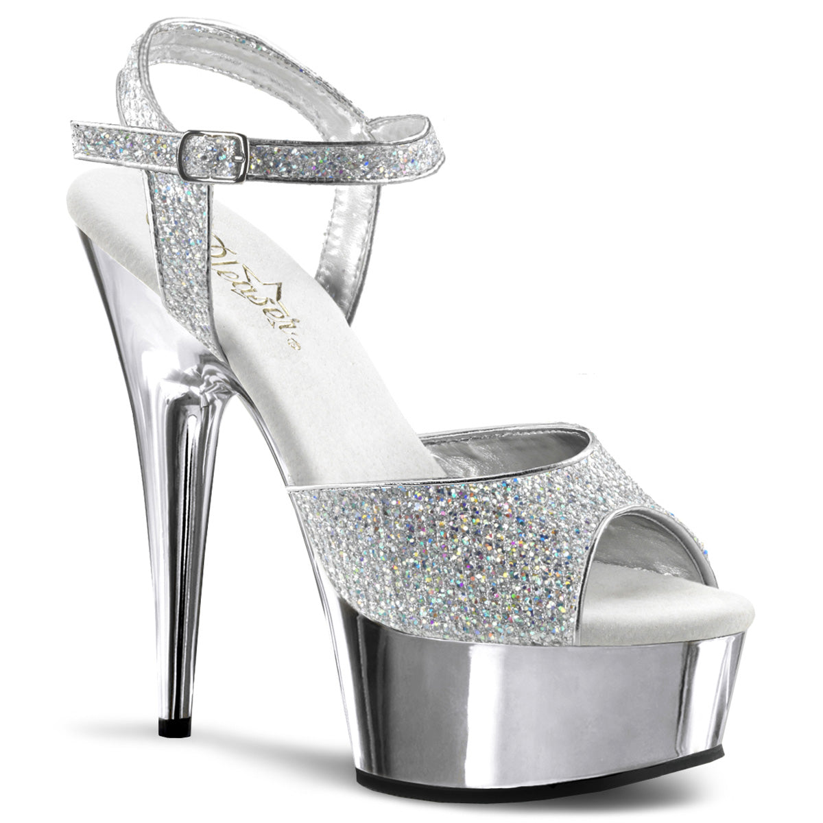Silver Glitter 6 Inch Exotic Dancer Platform Shoes -  Pleaser DELIGHT-609G