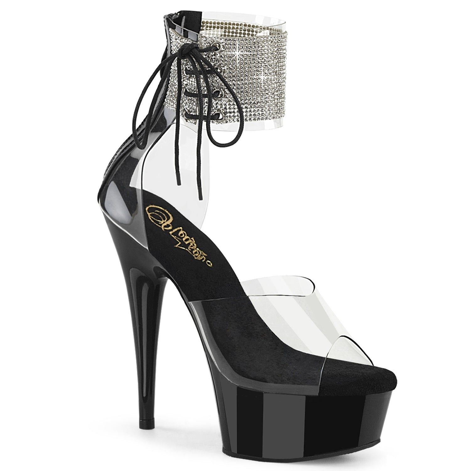 Clear Black 6 Inch Pole Dance Platform Shoes -  Pleaser DELIGHT-624RS