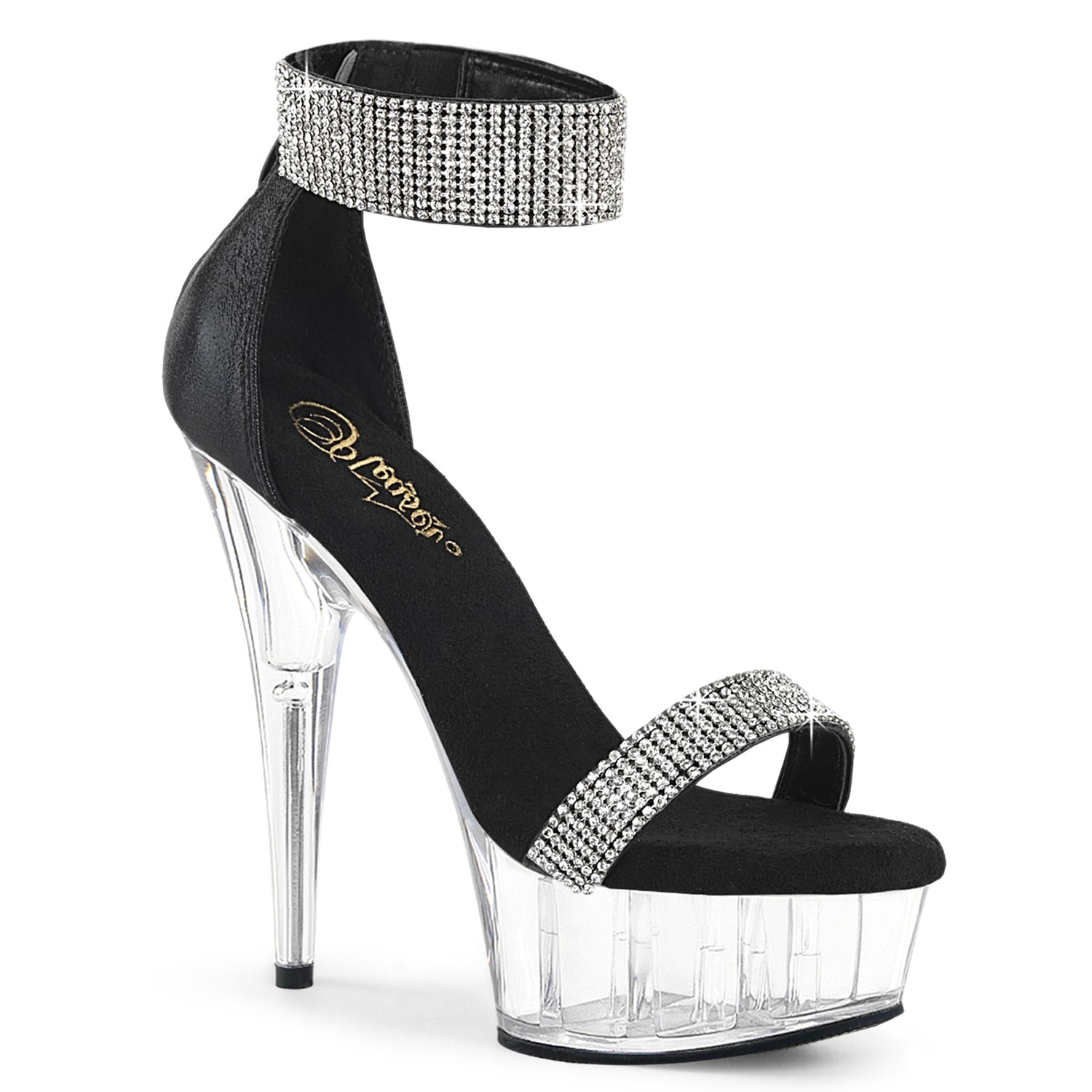 Black Fabric 6 Inch Pole Dance Platform Shoes -  Pleaser DELIGHT-641