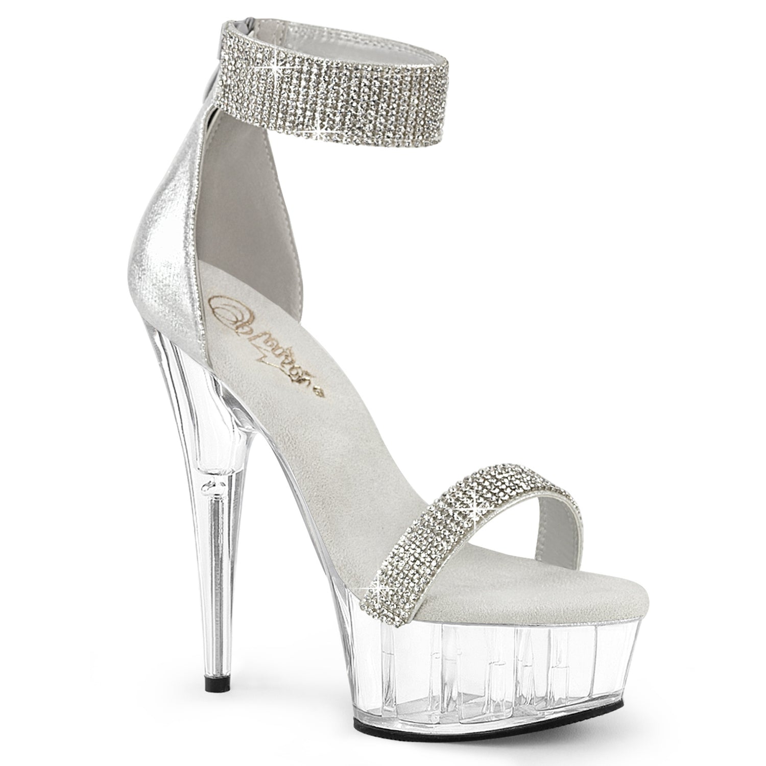 Silver 6 Inch Pole Dance Platform Shoes -  Pleaser DELIGHT-641