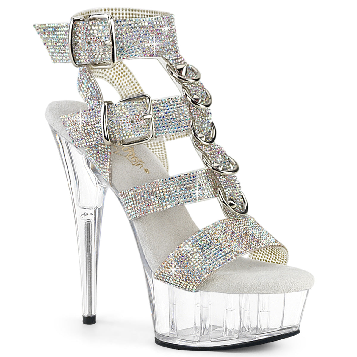 DELIGHT-656RS Pleaser Bling Caged Platform High Heel Shoes