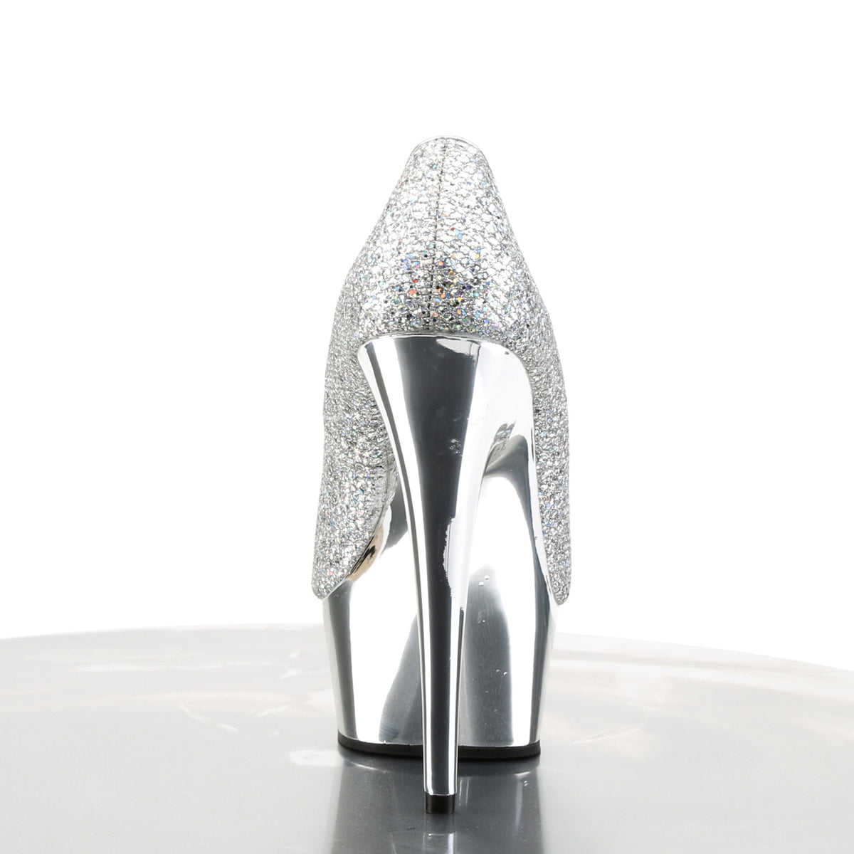DELIGHT-685G 6" Heel Silver Glitter  Stripper Platforms High Heels