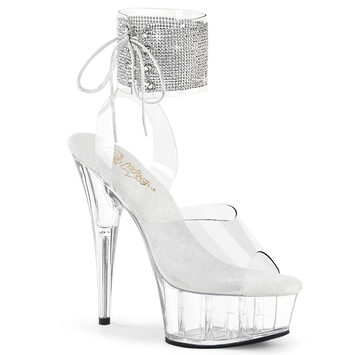 Clear 6 Inch Pole Dancer Platform Shoes -  Pleaser DELIGHT-691-2RS