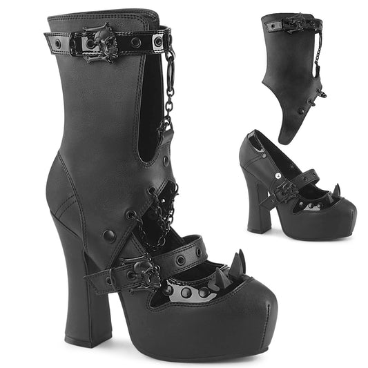 DEMON-13 Demonia Alternative Fashion Footwear Spikes & Skull Detail Heels