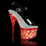 Silver Chrome 7 Inch Pole Dance Platform Shoes -  Pleaser DISCOLITE-708FLP
