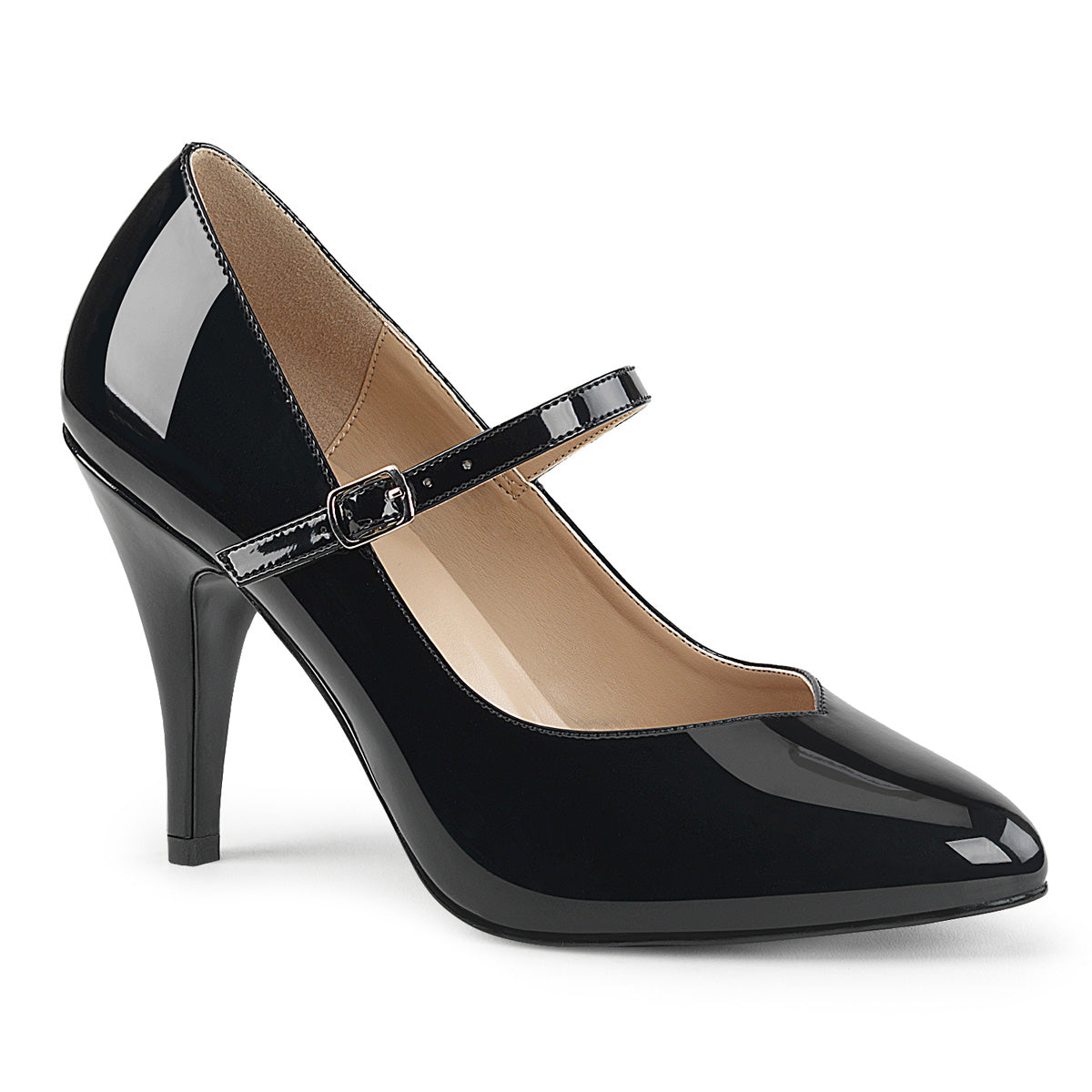 Dream-428 Zapatos de damas de gran tamaño 4 pulgadas Patente de patente Negro Calzado