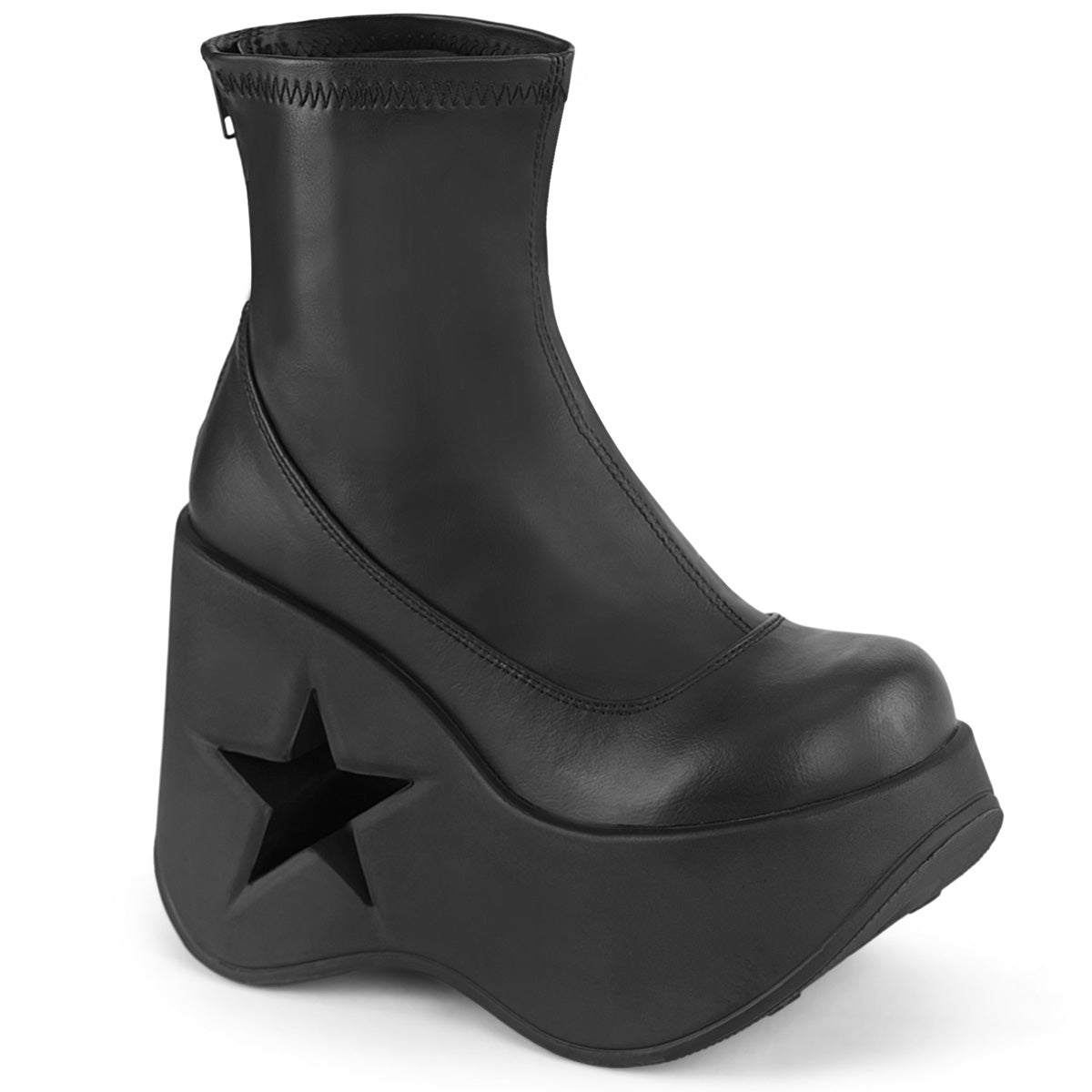 Black Vegan Leather  Alternative Women's Ankle Boots -  Demonia Cult DYNAMITE-100