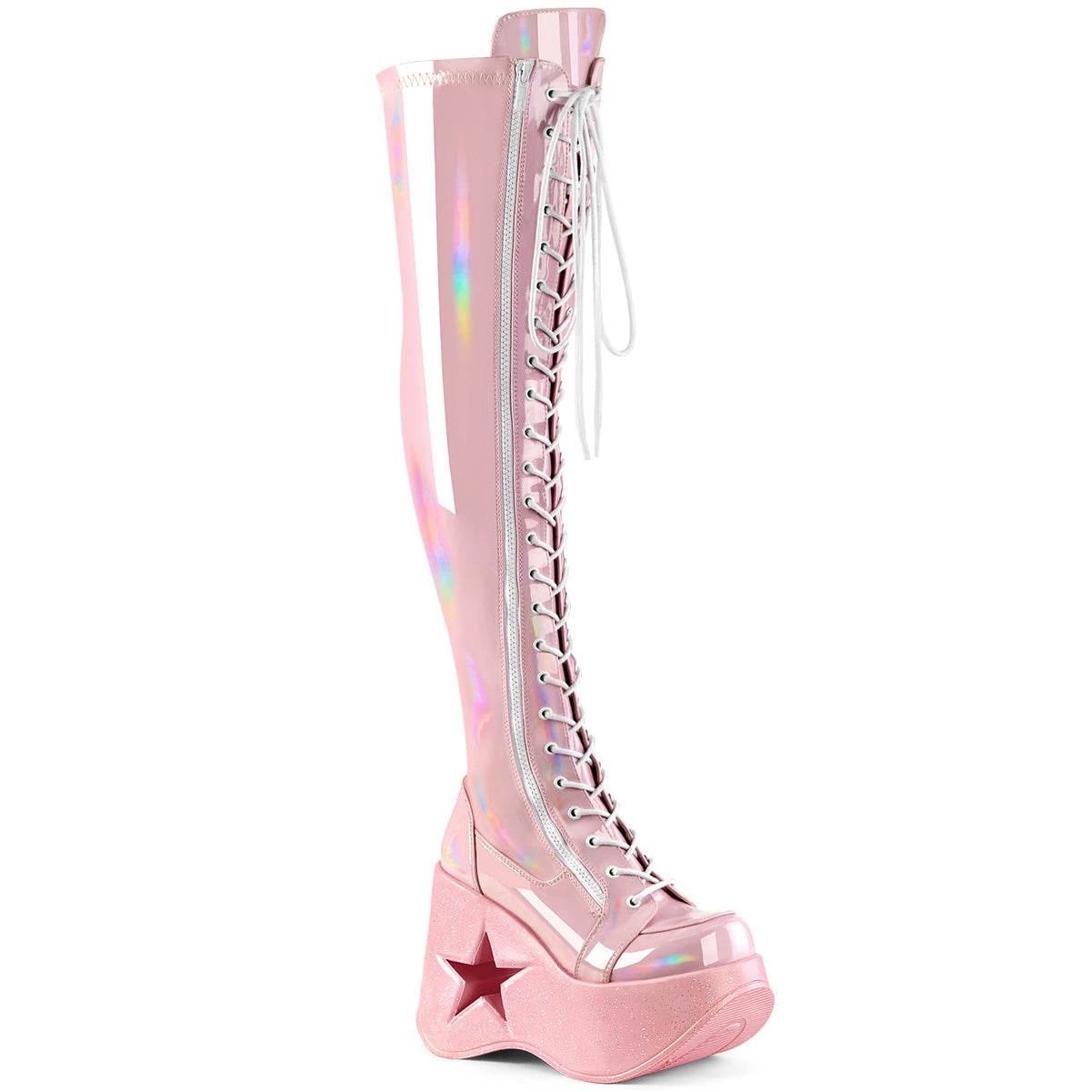 Baby Pink  Alternative Women's Over-the-Knee Boots -  Demonia Cult DYNAMITE-300