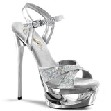 Silver Glitter 6.5 Inch Pole Dancing Platform Shoes -  Pleaser ECLIPSE-619G