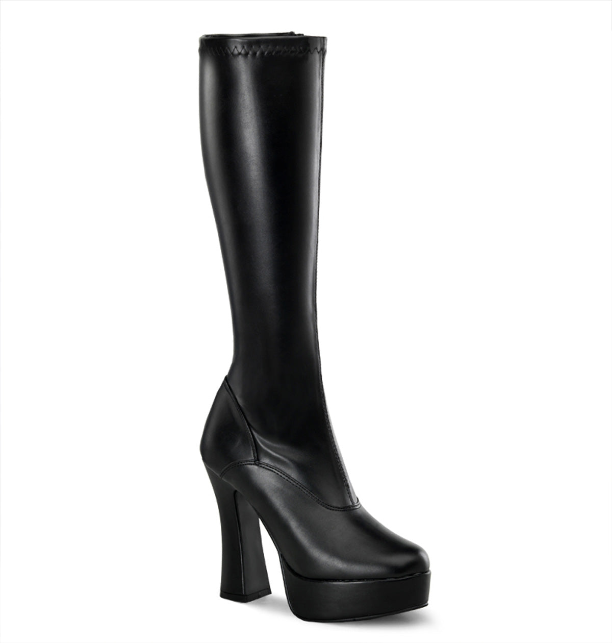 Black Faux Leather 5 Inch Disco Gogo Knee High Boots -  Pleaser ELECTRA-2000Z
