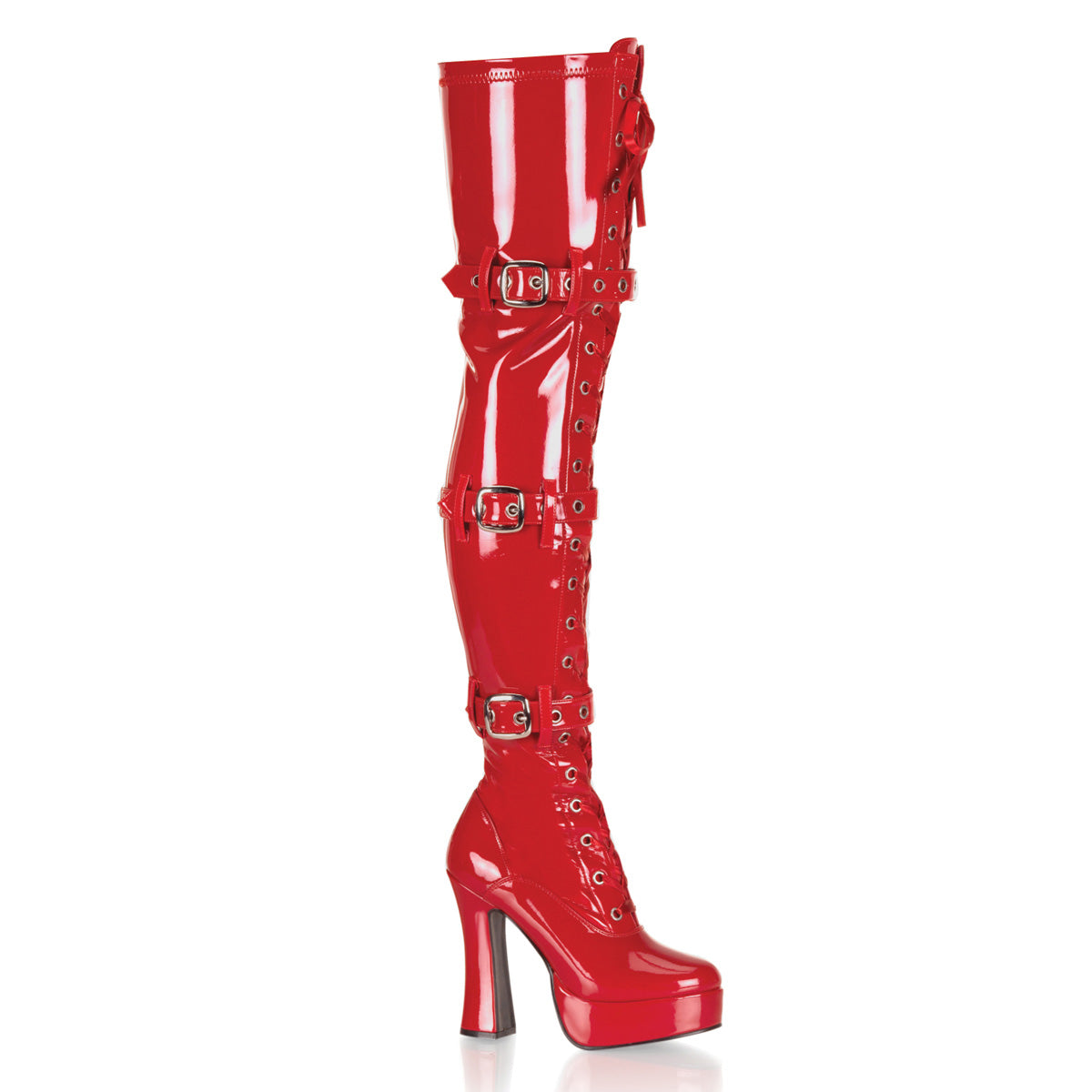 Red 5 Inch Disco Platform Thigh Boots -  Pleaser ELECTRA-3028