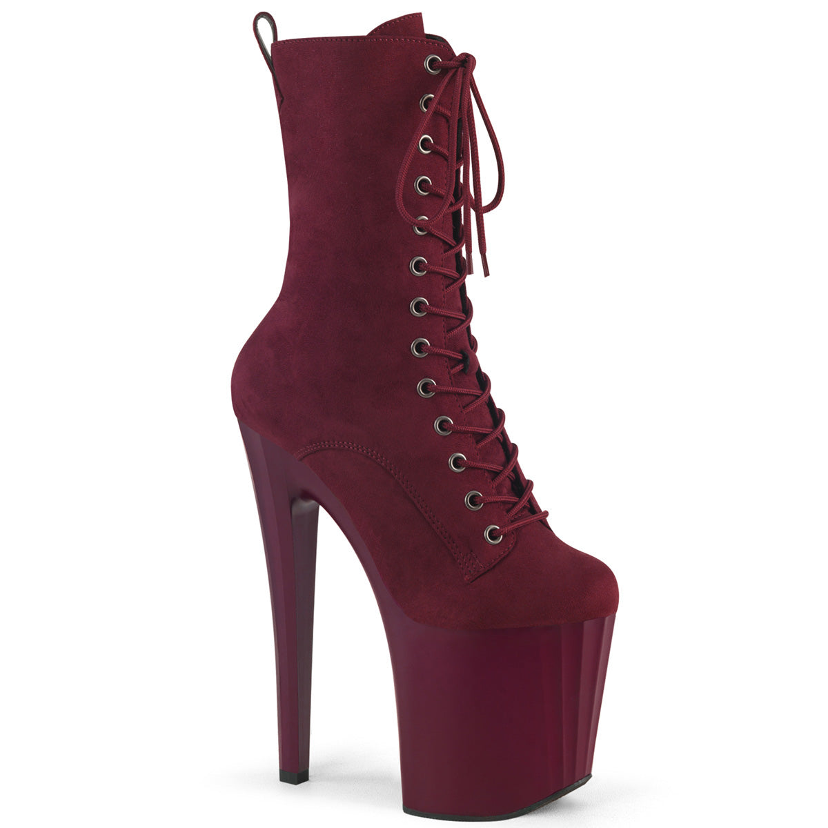 Burgundy 8 Inch Exotic Dancer Ankle Boots -  Pleaser ENCHANT-1040