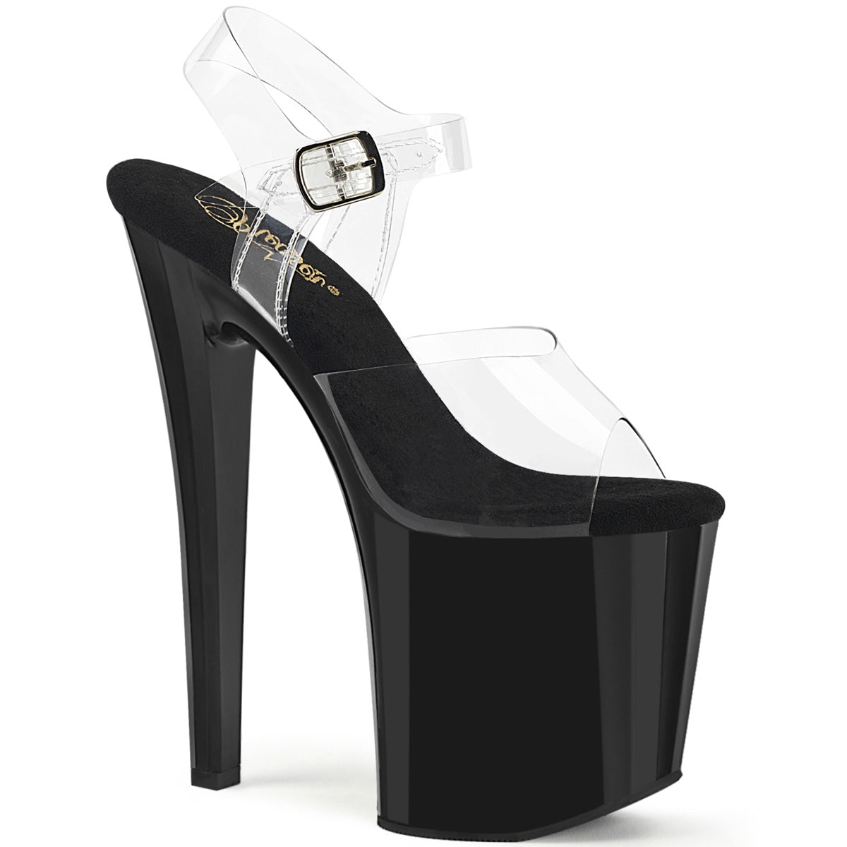 Clear Black 8 Inch Pole Dance Ankle Boots -  Pleaser ENCHANT-708