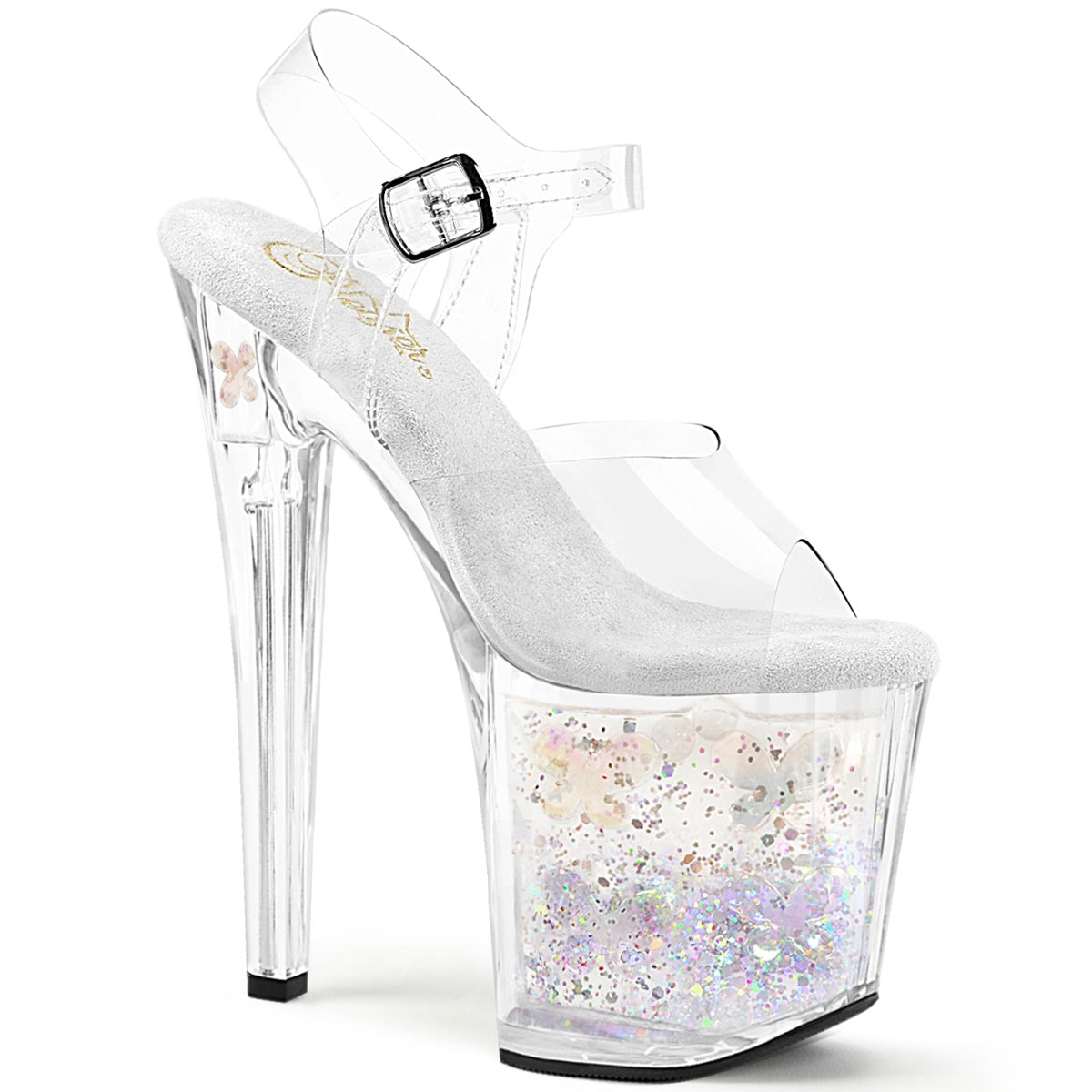 Clear 8 Inch Glitter Pole Ankle Boots -  Pleaser ENCHANT-708AQUA-02