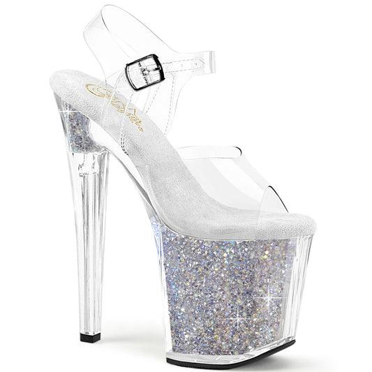 ENCHANT-708RSI Pleaser Silver Glitter 7 Inch Heel Pole Dancing Shoes