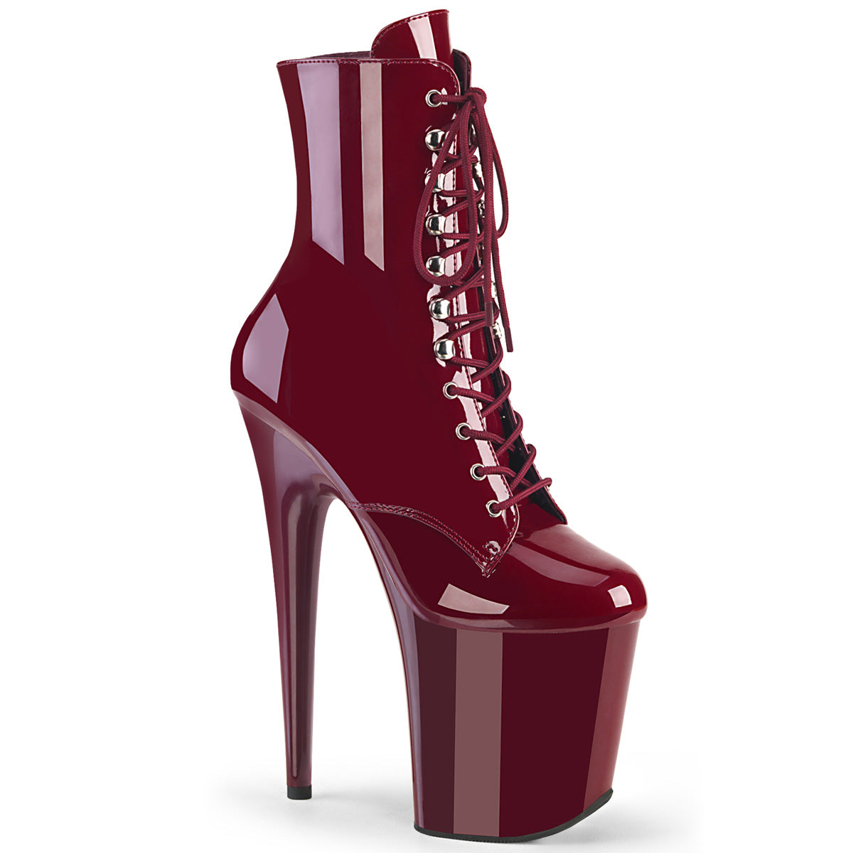 Flamingo-1020 Pleaser Borgoña Patente Exótica Dancing Lace Up Boots