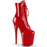 Red 8 Inch Pole Dancing Ankle Boots -  Pleaser FLAMINGO-1020