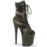 Green Camo 8 Inch Pole Dance Ankle Boots -  Pleaser FLAMINGO-1020CAMO