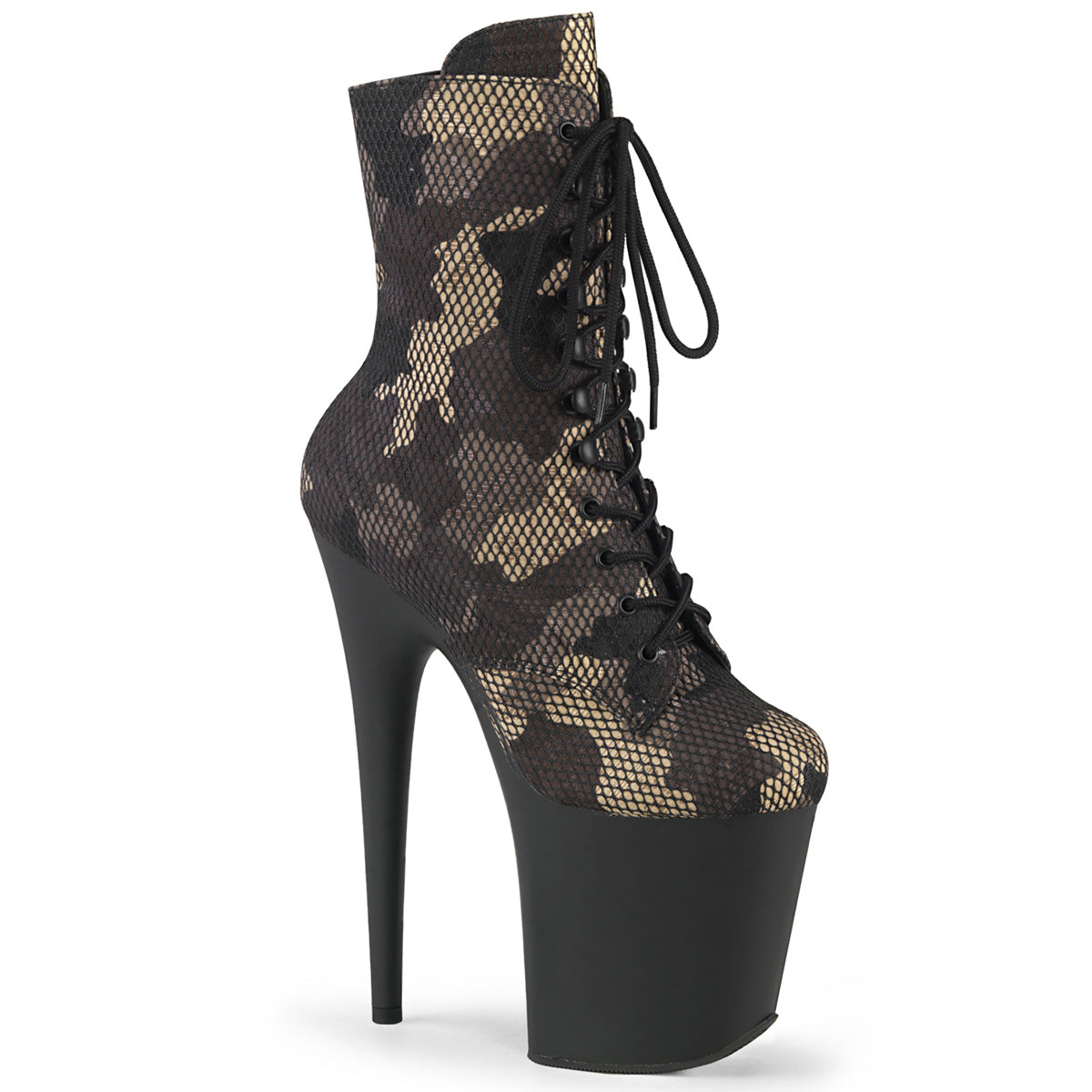 Flamingo-1020 cm Pleaser de 8 pulgadas CAMO CAMO EXÓTICO BOOTS DE Tobillo
