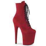 Red 8 Inch Pole Heels Ankle Boots -  Pleaser FLAMINGO-1020FS