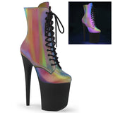 Rainbow 8 Inch Dancer Platform Ankle Boots -  Pleaser FLAMINGO-1020REFL
